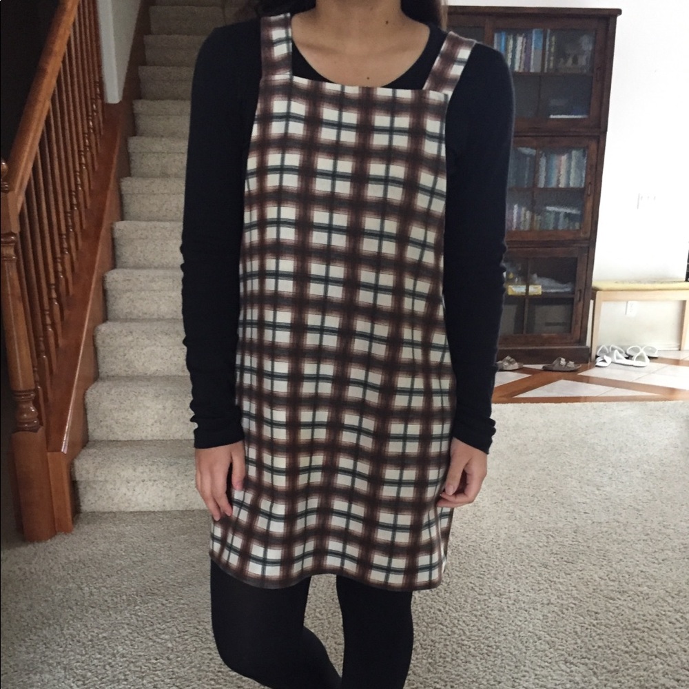 Plaid overall dress